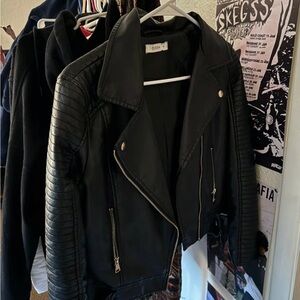 DISSH Black Quilted Sleeve Moto Jacket